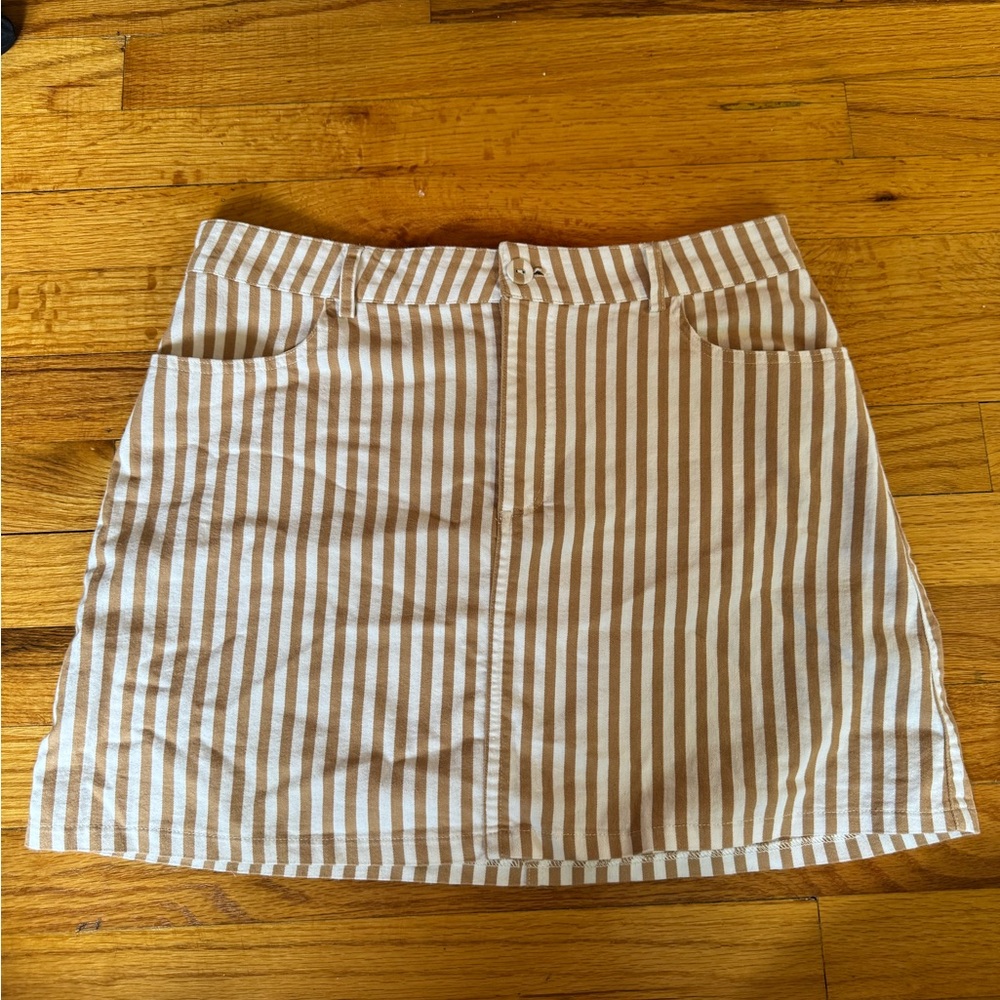 Striped Tan and White Women's Skirt
